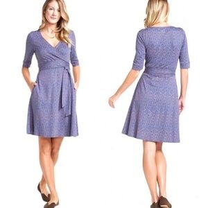 Toad & Co Cue Wrap Cafe Dress Pockets Athleisure Organic Cotton Size Medium